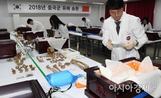 [포토] 2018년 중국군 유해 송환 위한 입관식