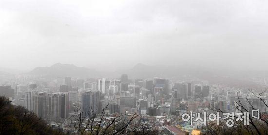 [포토] 미세먼지에 황사까지 뒤덮힌 서울 도심
