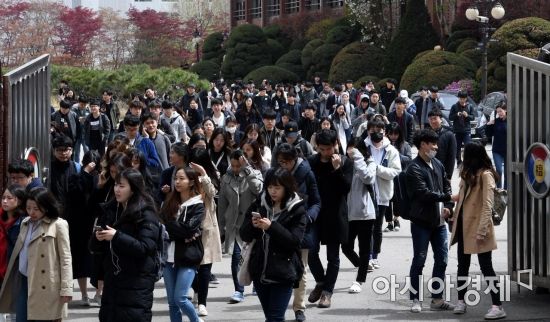 [포토] 고사장 나서는 삼성 직무적성검사 응시자들