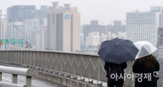 [포토] '우산쓰고 한강다리 건네기'