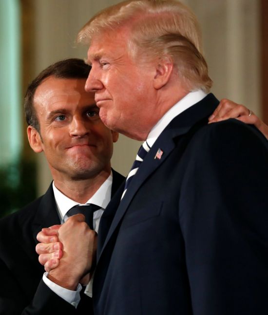 에마뉘엘 마크롱 프랑스 대통령(왼쪽)과 도널드 트럼프 미국 대통령 [이미지출처=로이터연합뉴스]