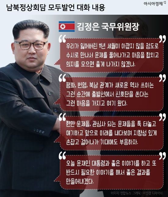 [인포그래픽]남북정상회담 모두발언 대화 내용은?