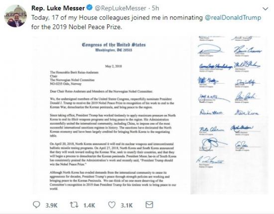 "트럼프만큼 자격있는 사람없다" 美공화당, 노벨평화상 공식 추천(상보)