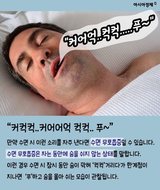 코 안고는데 일어나면 찌뿌둥..혹시 수면무호흡증?