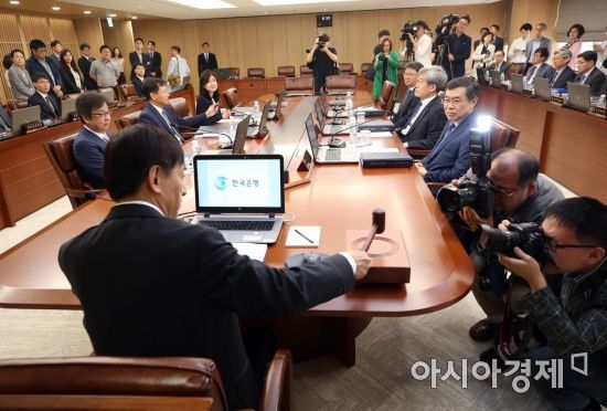 [포토]의사봉 두드리는 이주열 한국은행 총재