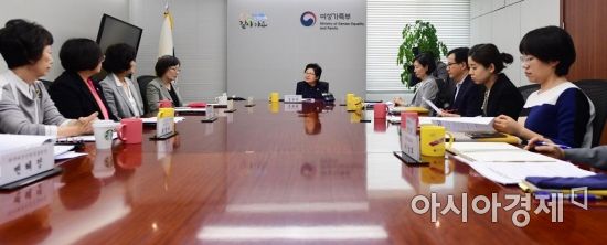 [포토]성희롱·성폭력 근절 간담회 주재하는 정현백 장관
