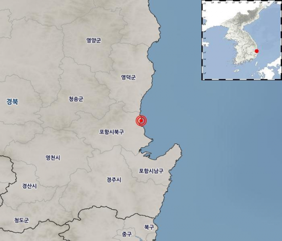 경북 포항서 규모 2.6 지진…네티즌 "미세한 흔들림 느껴"