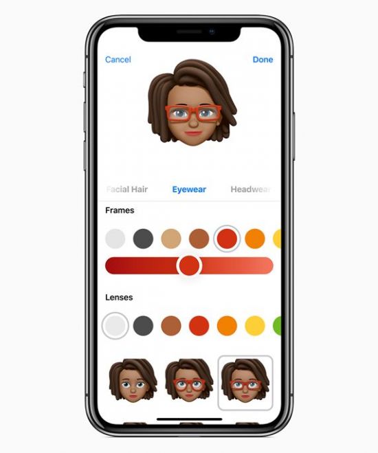 애플이 iOS12를 발표하면서 공개한 미모지(Memoji) 기능. 셀카를 찍고 실제 모습과 유사한 3D 캐릭터를 만들 수 있다.