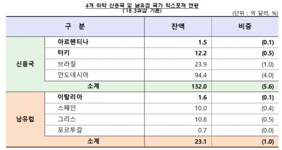 '6월 위기설' 신흥국 익스포저 5%…국내은행 여파는 미미