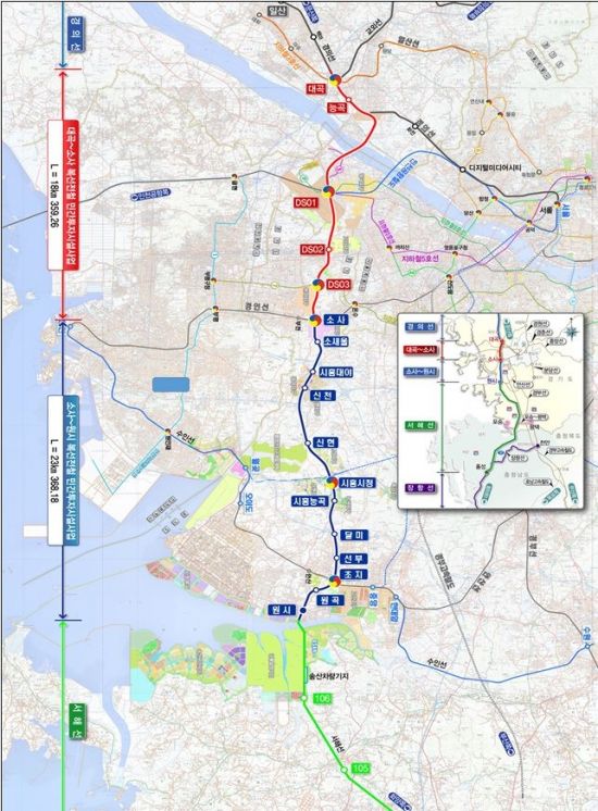 ▲소사~원시 복선전철 노선도(자료: 국토교통부)