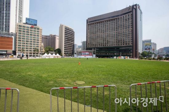 [포토] 서울광장에 마련된 월드컵 거리응원 장소