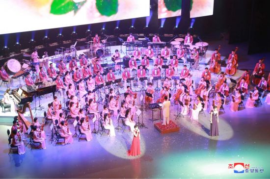 지난 2월 11일 서울에서 북한 삼지연관현악단이 공연을 펼치고 있다(사진=연합뉴스).