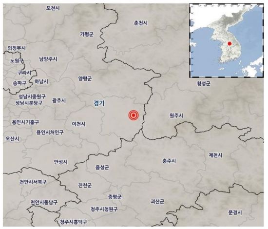 기상청은 4일 오전 4시39분쯤 경기 여주시 동쪽 6㎞ 지역에서 규모 2.1 지진이 발생했다고 밝혔다. (사진=기상청 홈페이지 캡처)