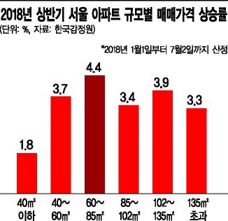 올 상반기 서울 아파트값 상승률, 중소형 '최고'