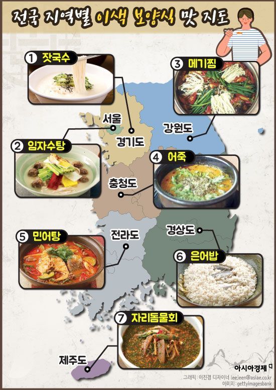 [인포그래픽]전국 지역별 '이색 보양식' 맛 지도