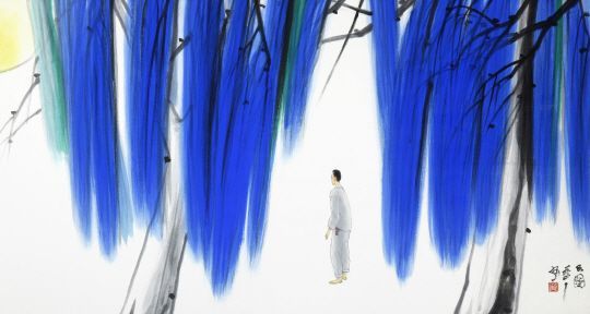 박노수 ‘류하(柳下)’ / 화선지에 그린 수묵담채화/1980년/ 97x179cm /사진=종로구립박노수미술관