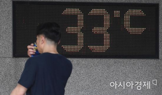 [포토] 출근길부터 땀 나는 기온