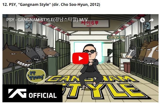 빌보드 "싸이 '강남스타일', 21세기 가장 훌륭한 뮤직비디오 12위"