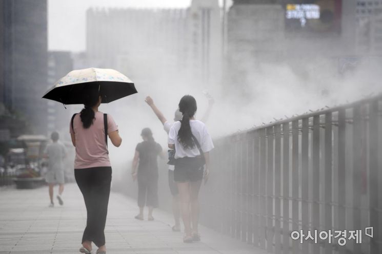 [포토]폭염 잡는 시원한 물안개
