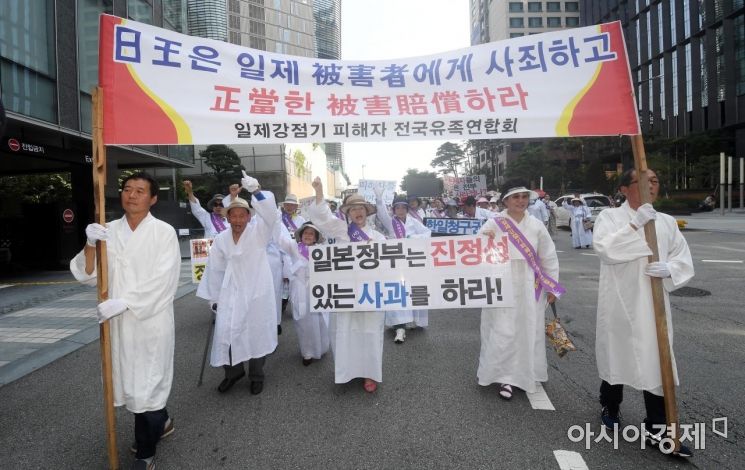 [포토] 행진하는 일제 피해자 유족들