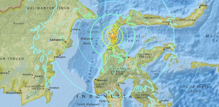 인도네시아 지진 발생 지점(사진=USGS 홈페이지)