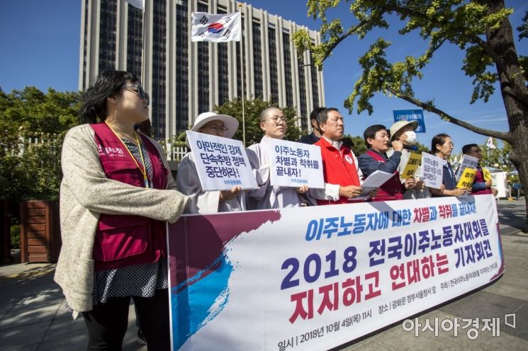 [포토] 이주노동자 차별 금지 촉구 기자회견 개최