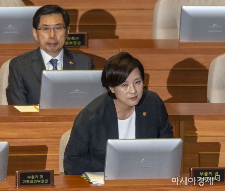 [포토] 야당석 바라보는 유은혜 부총리