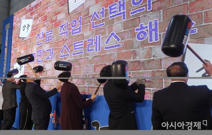 [포토] 진로직업박람회 개막 퍼포먼스하는 유은혜 부총리