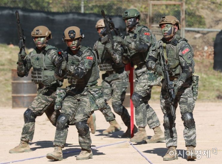 지난해 11월1일 오후 인천시 옹진군 연평도에서 해병대원들이 훈련을 하고 있다./연평도=사진공동취재단
