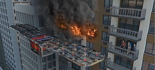 소방드론을 활용한 고층건물 화재 진압[사진=유튜브 영상 캡처]