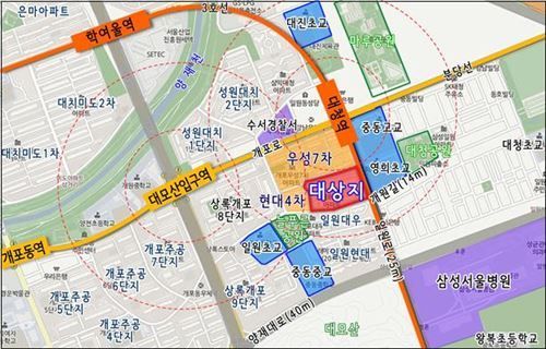 강남구 일원동 개포한신아파트 위치도 /