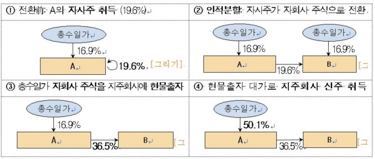 지주사 전환한다며 인적분할·현물출자…총수일가 지분율 두 배 껑충 