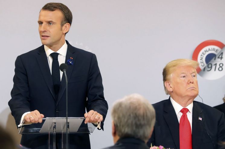 에마뉘엘 마크롱 프랑스 대통령(왼쪽)과 도널드 트럼프 미국 대통령. [이미지출처=EPA연합뉴스]