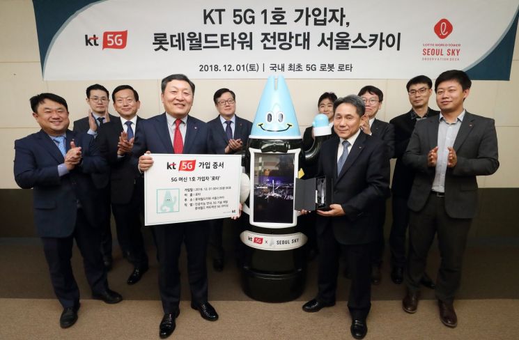 KT는 5G 1호 가입자가 일반인이나 기업이 아닌 로봇이라고 1일 밝혔다. KT는 5G 1호 가입자로 ‘로타’를 선정한 것은 단순한 이동통신 세대의 교체가 아닌 생활과 산업 전반을 혁신하는 플랫폼이 될 것이라는 의미를 담았다고 했다.