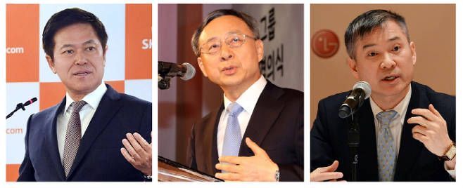 (왼쪽부터) 박정호 SKT 사장, 황창규 KT 회장, 하현회 LG유플러스 부회장(자료: 각사)
