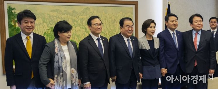 [포토] 새해 첫 국회의장-여야 원내지도부 회동