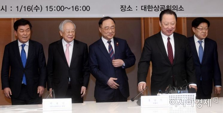 [포토] 홍남기 부총리, 주요 경제단체장 간담회 개최