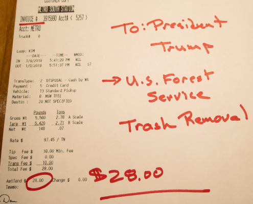 “셧다운 때문에 내가 국립공원 청소했다”…트럼프에 28달러 청구한 남성