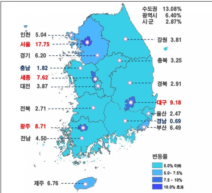 [표준주택 공시가격]강남구 42.8%→35.01%…'한 발 물러선' 현실화  