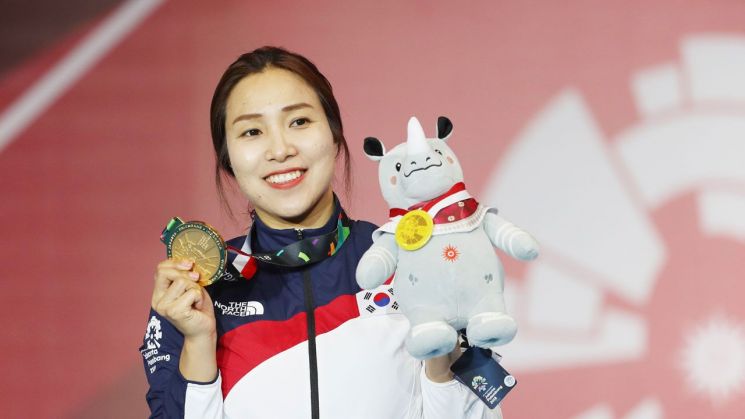 아시안게임 금메달리스트인 강영미(펜싱, 서구청). 사진=광주광역시체육회