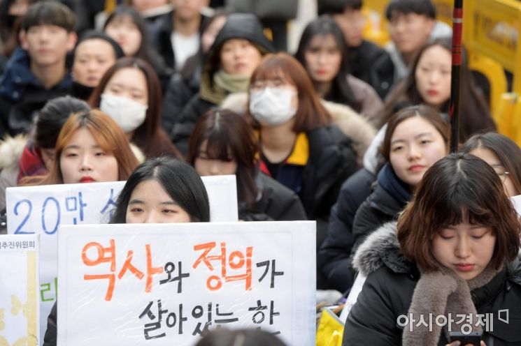 [포토]강추위 속 수요시위