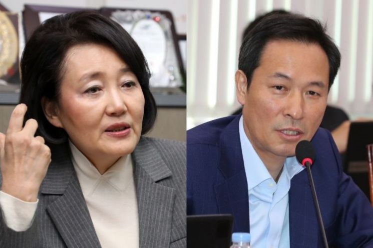 더불어민주당 박영선(왼쪽), 우상호 의원.