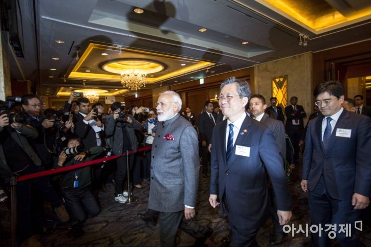 [포토]한-인도 비즈니스 심포지엄 참석한 인도 모디 총리
