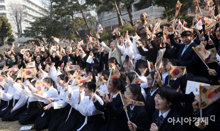 [포토] 대한독립만세 외치는 이화여고 학생들