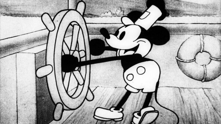 1928년 제작된 '스팀보트 윌리'(증기선 윌리)에서의 미키 마우스<이미지출처:인터넷영화데이터베이스>