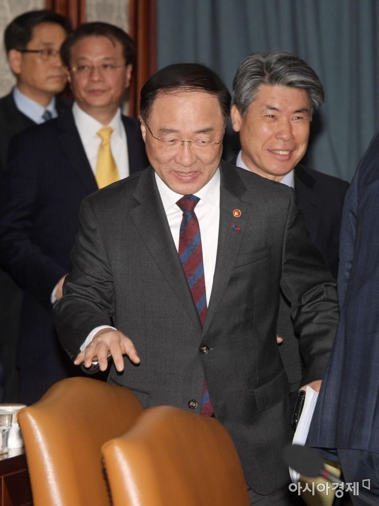 [포토]경제활력대책회의 참석하는 홍남기 부총리