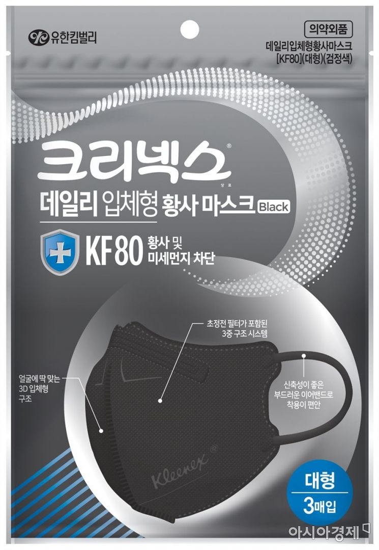 유한킴벌리, '크리넥스 KF80 황사마스크 블랙' 출시