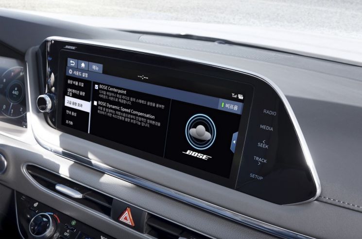 현대자동차가 11일 사전계약에 돌입하는 신형 쏘나타에 보스(BOSE)의 고성능 사운드 시스템을 탑재한다.(사진=현대차 제공)