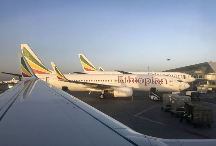 에티오피아의 수도 아디스아바바의 볼 국제공항에서 지난 2월11일(현지시간) 에티오피아항공 소속 보잉 737-800 여객기의 모습. (사진=연합뉴스)