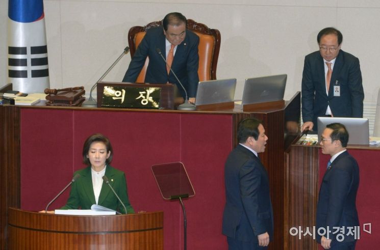 한국당 "민주당, 野대표 연설 조직적 방해…운동권 행태 드러내"